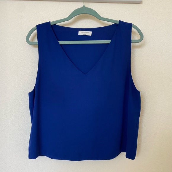 Aritzia Babaton Murphy Blouse v-neck flowy - Blue - size Large - Picture 1 of 8